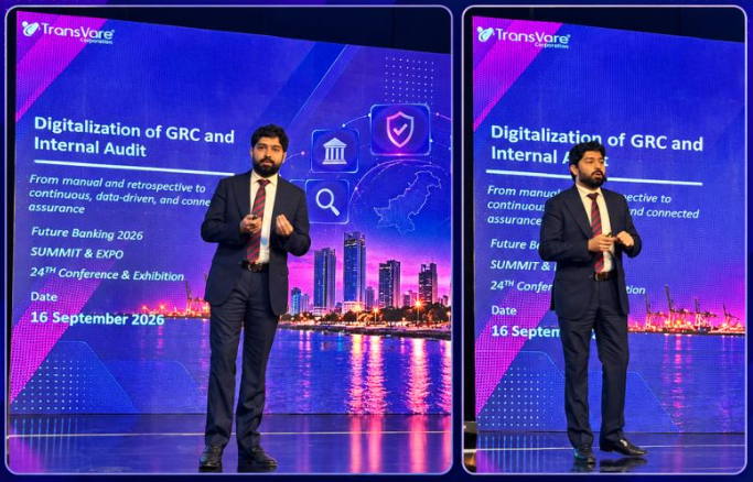 Arif Siddique Khokhar presenting Digitalization of GRC and Internal Audit at Future Banking 2026