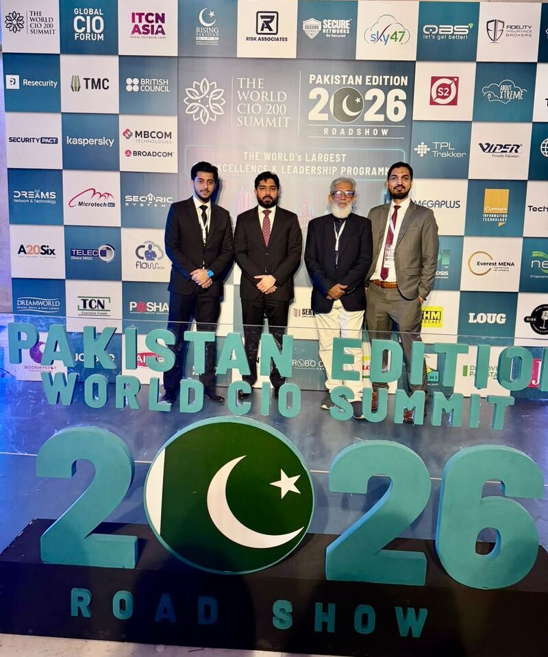 TransVare team in front of the World CIO 200 Summit 2026 Pakistan Edition backdrop